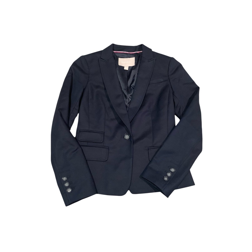 Banana Republic Navy Blue Blazer Jacket Cotton Lyocell Spandex Corporate 0P